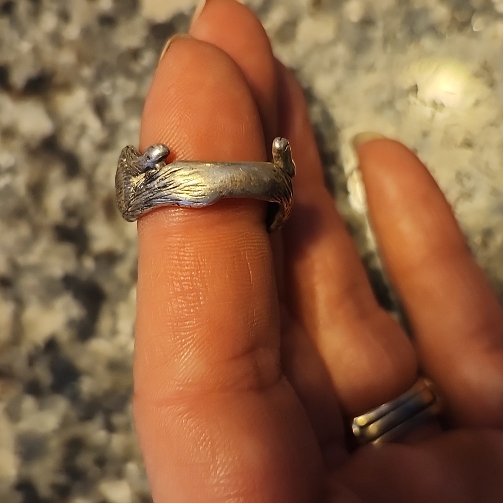 Sterling Silver Double Wolf Pack Design Ring Size 7 - Picture 5 of 15
